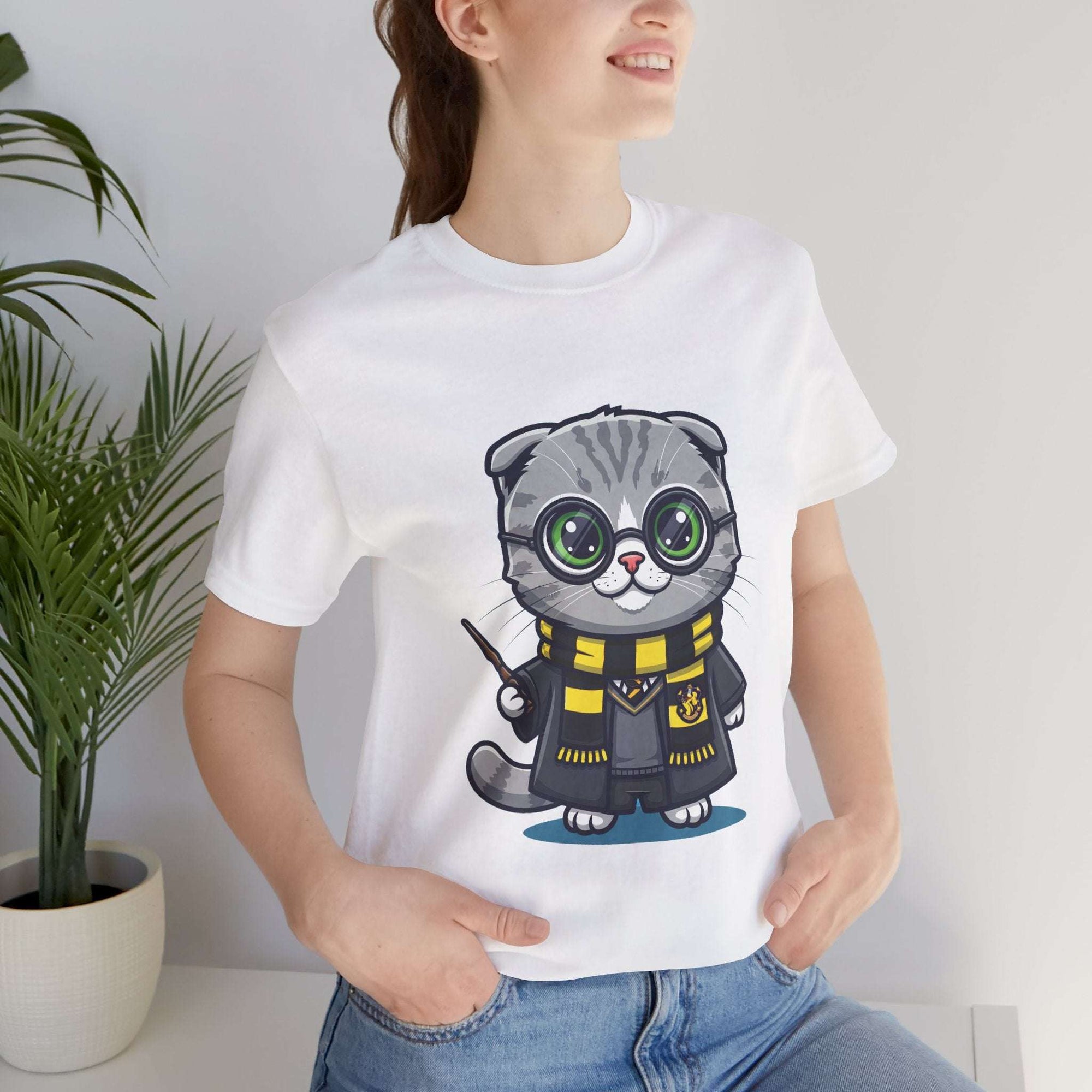 Hufflepurr Harry Potter T-Shirt - Funny Wizarding World Tee | Cute Potter Cat Gift - Atlas Briefly