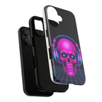 Neon Skull Synthwave Phone Case - Retro 80s Cyberpunk Mobile Cover | Vaporwave Tech Gift - Atlas Briefly