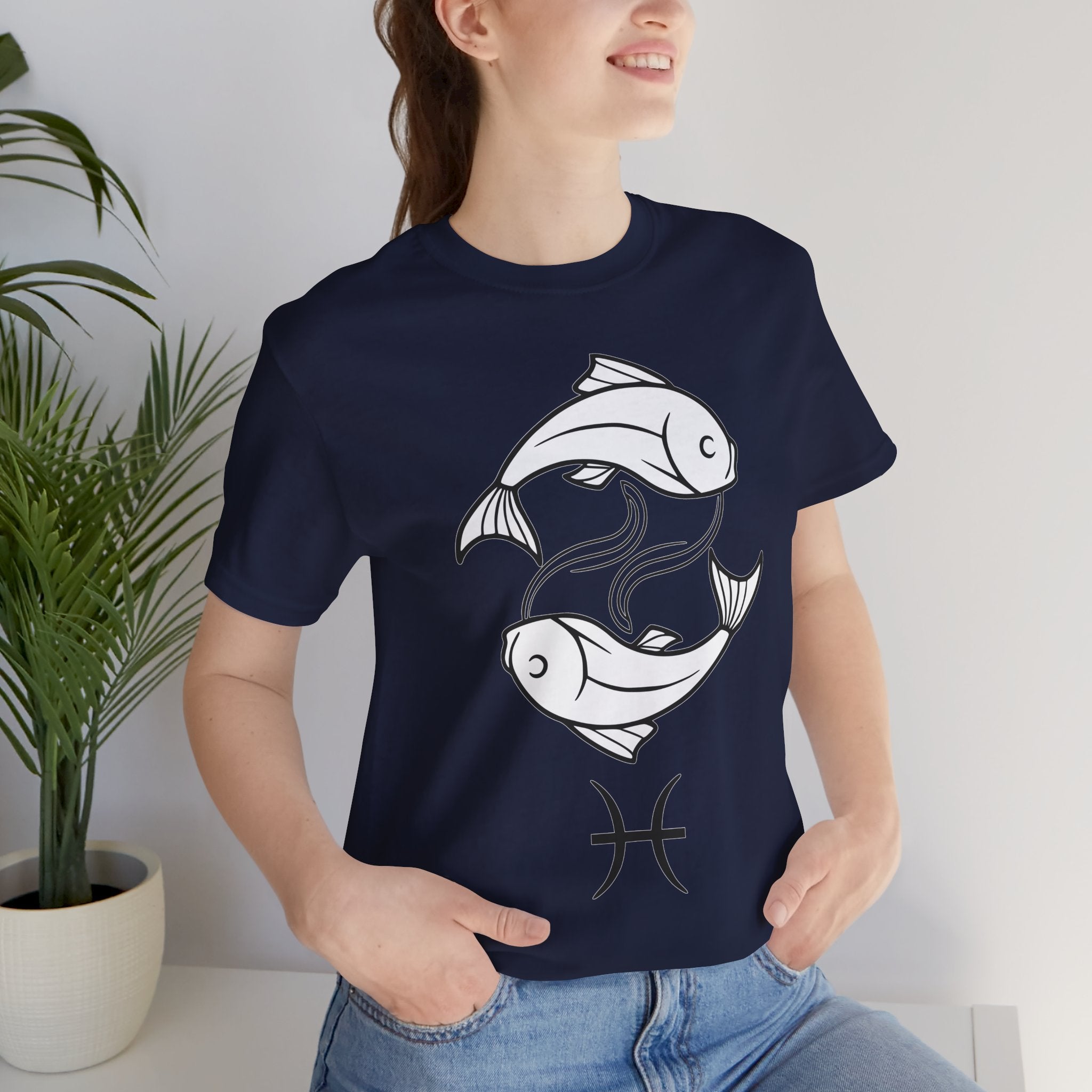Pisces Zodiac T-shirt - Minimalist Black and White Unisex Tee