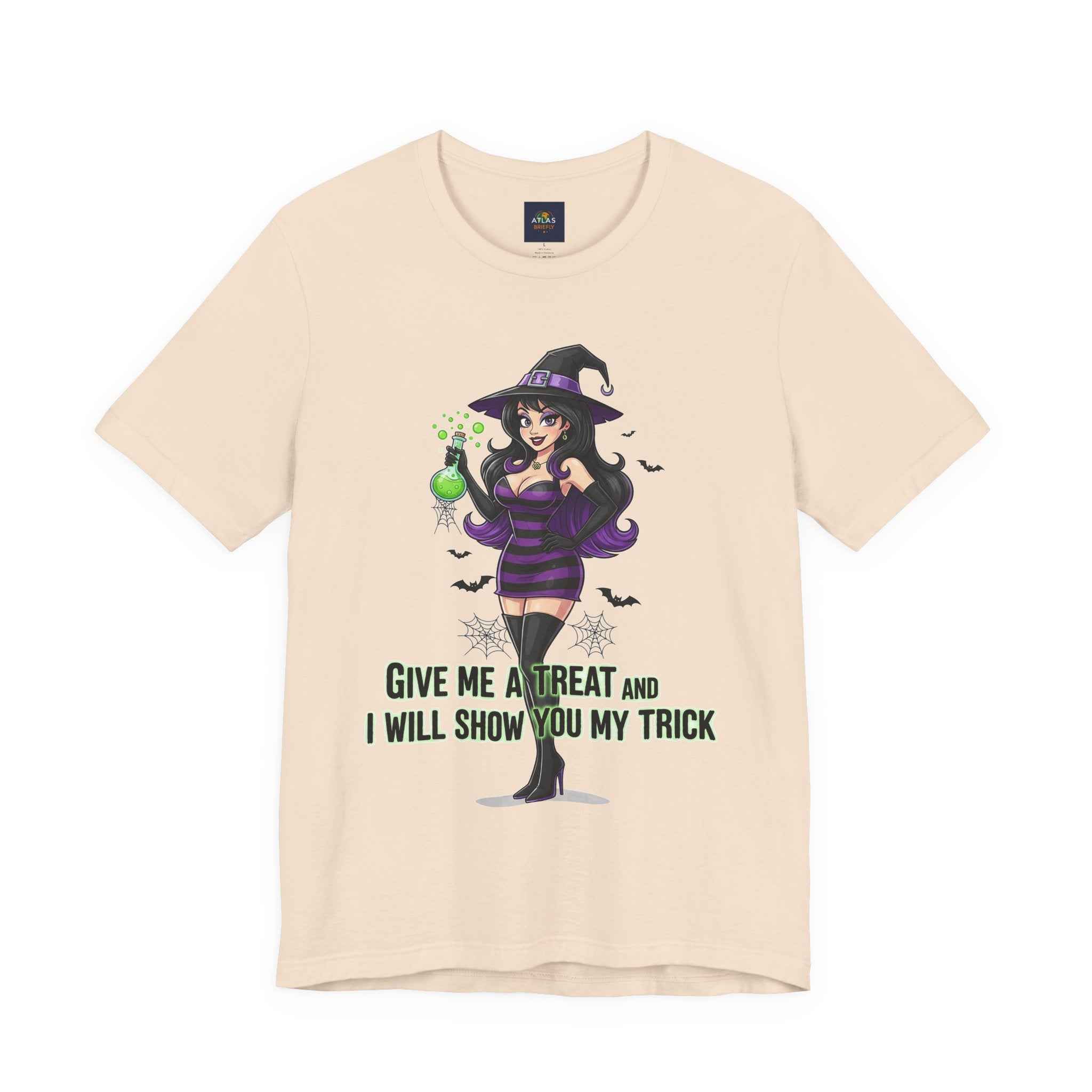 Sexy Witch Halloween T-Shirt - Flirty Witch Costume Tee for Trick or Treat - Atlas Briefly