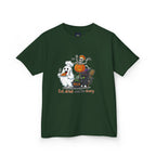 Eat Drink and Be Scary Kids Halloween T-Shirt | Cute Ghost Skeleton Pumpkin Cat Shirt for Boys Girls Trick or Treat Tee - Atlas Briefly
