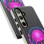 Neon Skull Synthwave Phone Case - Retro 80s Cyberpunk Mobile Cover | Vaporwave Tech Gift - Atlas Briefly