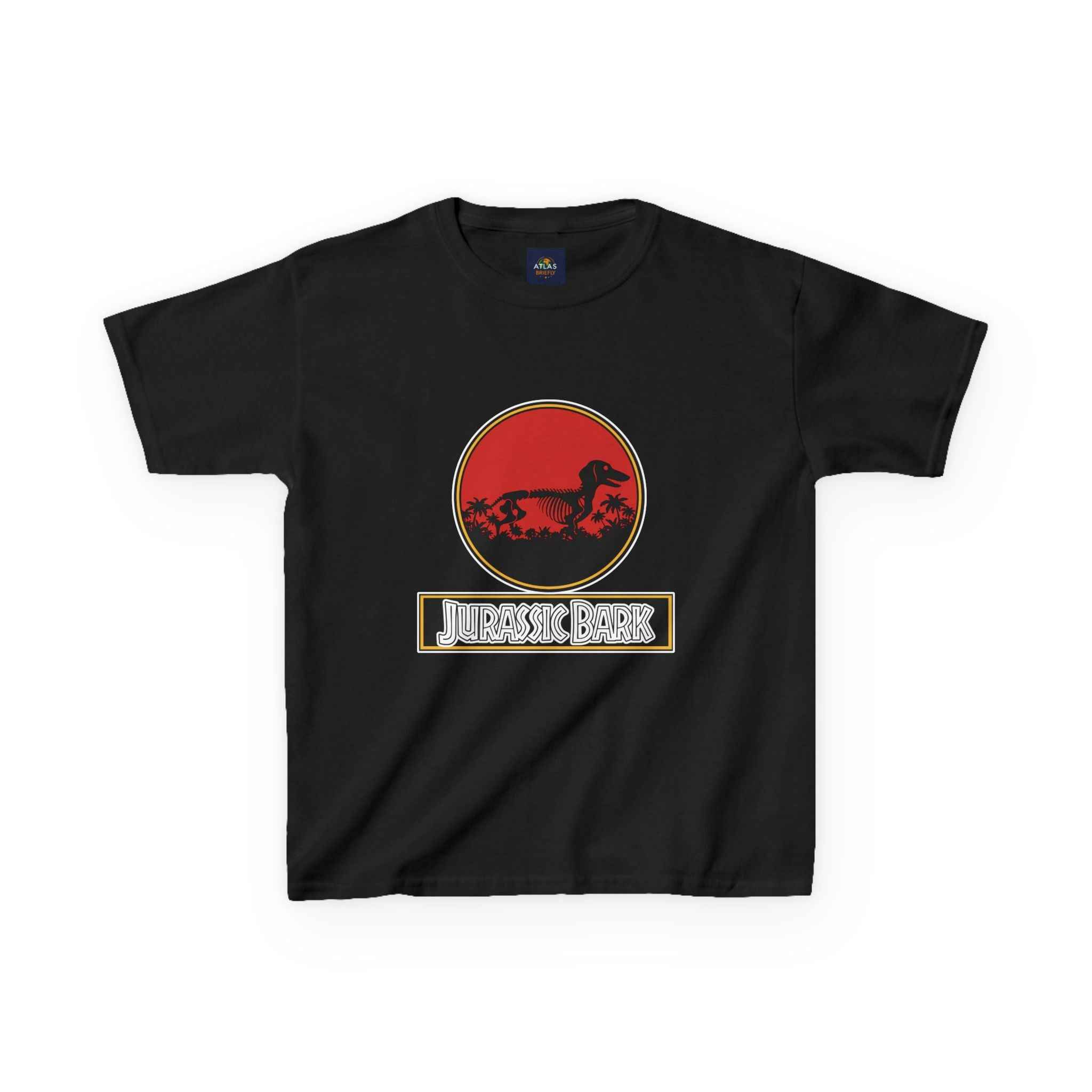 Kids Dachshund T-Shirt - Jurassic Bark Wiener Dog Tee - Atlas Briefly