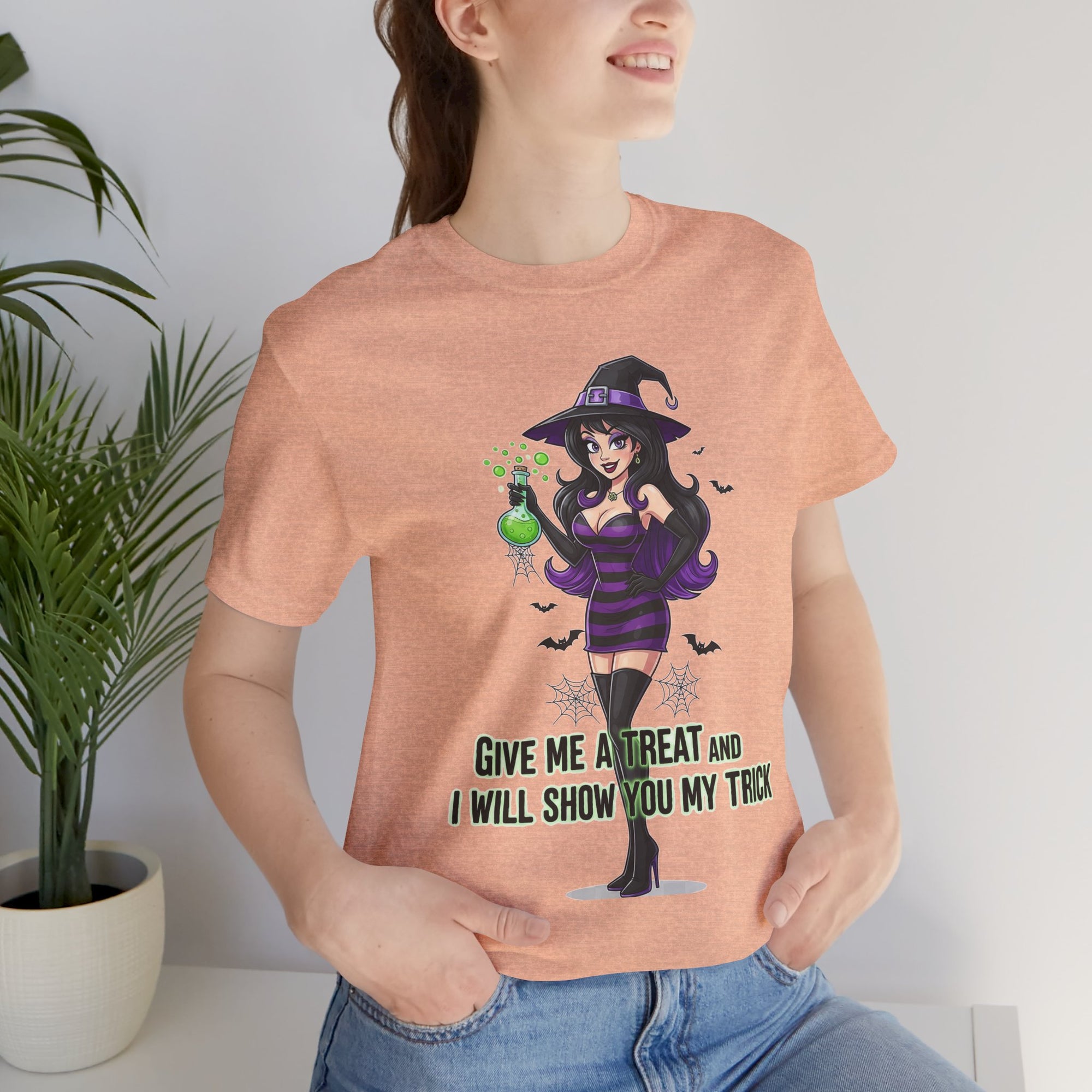 Sexy Witch Halloween T-Shirt - Flirty Witch Costume Tee | Trick or Treat Halloween Shirt - Atlas Briefly