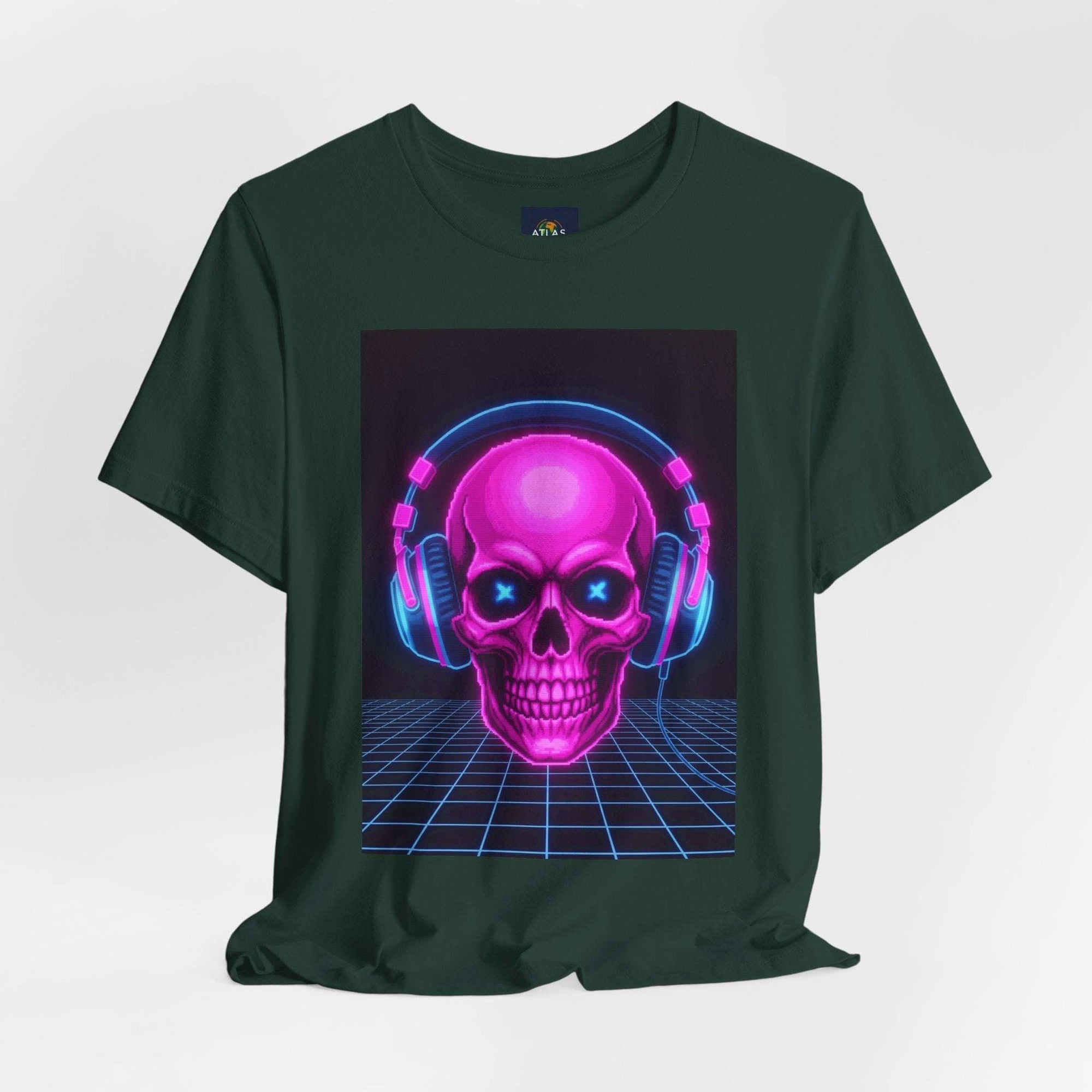 Neon Skull Synthwave Tee - Atlas Briefly