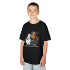 Eat Drink and Be Scary Kids Halloween T-Shirt | Cute Ghost Skeleton Pumpkin Cat Shirt for Boys Girls Trick or Treat Tee - Atlas Briefly