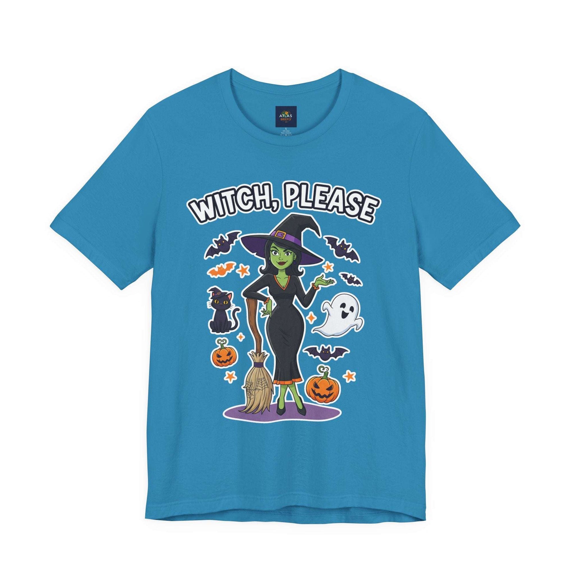 Witch Please Halloween T-Shirt - Sassy Witch Tee with Pumpkin Design | Funny Halloween Shirt - Atlas Briefly
