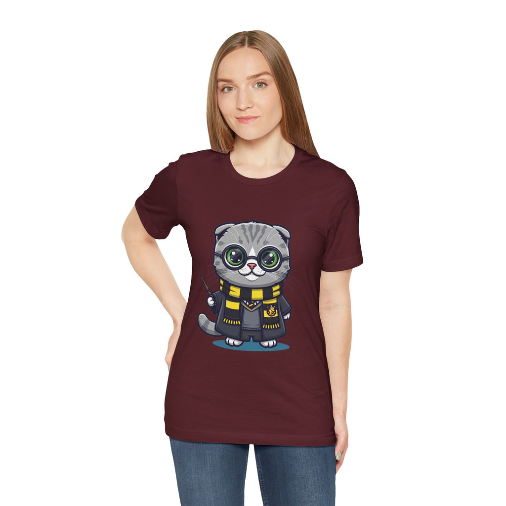 Hufflepurr Harry Potter T-Shirt - Funny Wizarding World Tee | Cute Potter Cat Gift - Atlas Briefly