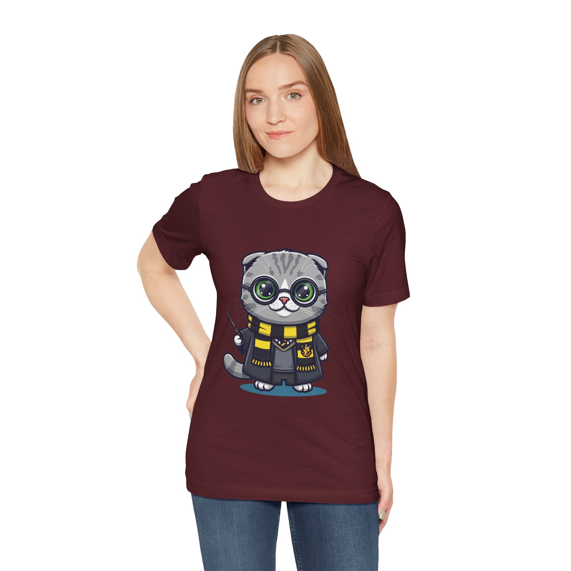 Hufflepurr Harry Potter T-Shirt - Funny Wizarding World Tee | Cute Potter Cat Gift - Atlas Briefly