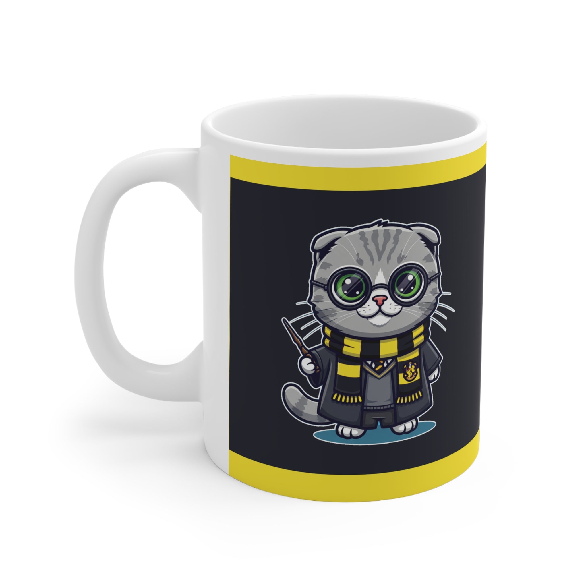Harry Potter Hufflepuff Cat Mug - Adorable Wizard Kitty Coffee Cup | Ideal Potter Gift