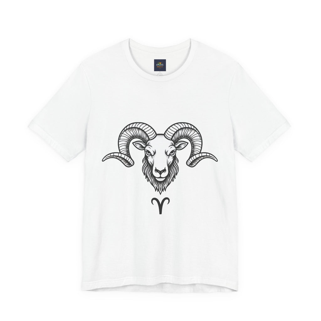 Aries Horoscope Tee - Unisex Black and White Minimal Design