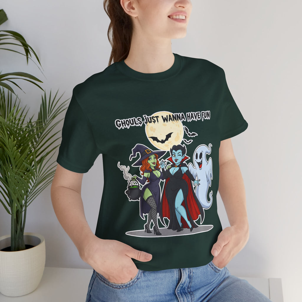 Ghouls Just Wanna Have Fun Halloween T-Shirt - Cute Witch Vampire Ghost Tee | Halloween Character Shirt - Atlas Briefly