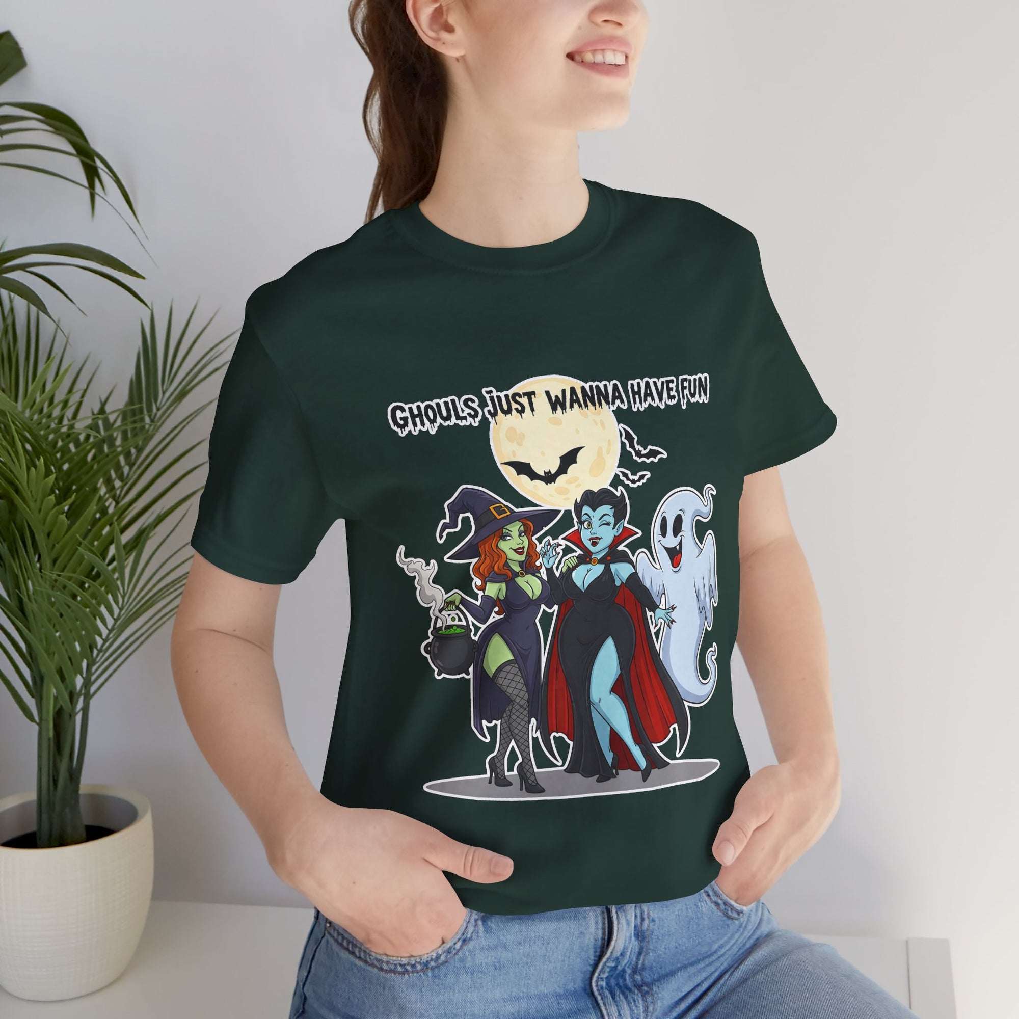 Ghouls Just Wanna Have Fun Halloween T-Shirt - Cute Witch Vampire Ghost Tee | Halloween Character Shirt - Atlas Briefly