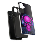 Neon Skull Synthwave Phone Case - Retro 80s Cyberpunk Mobile Cover | Vaporwave Tech Gift - Atlas Briefly