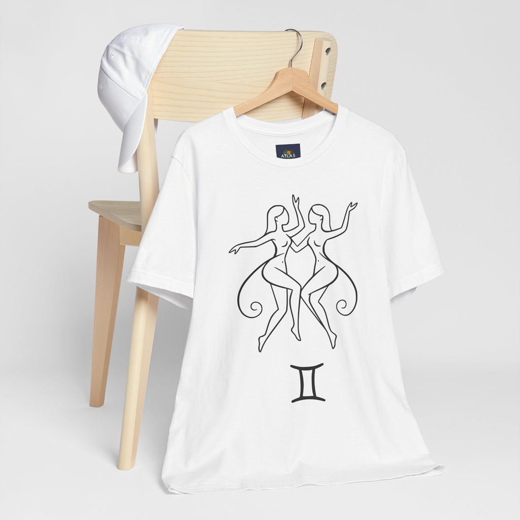 Gemini Zodiac Tee - Minimalistic Black and White Unisex Design