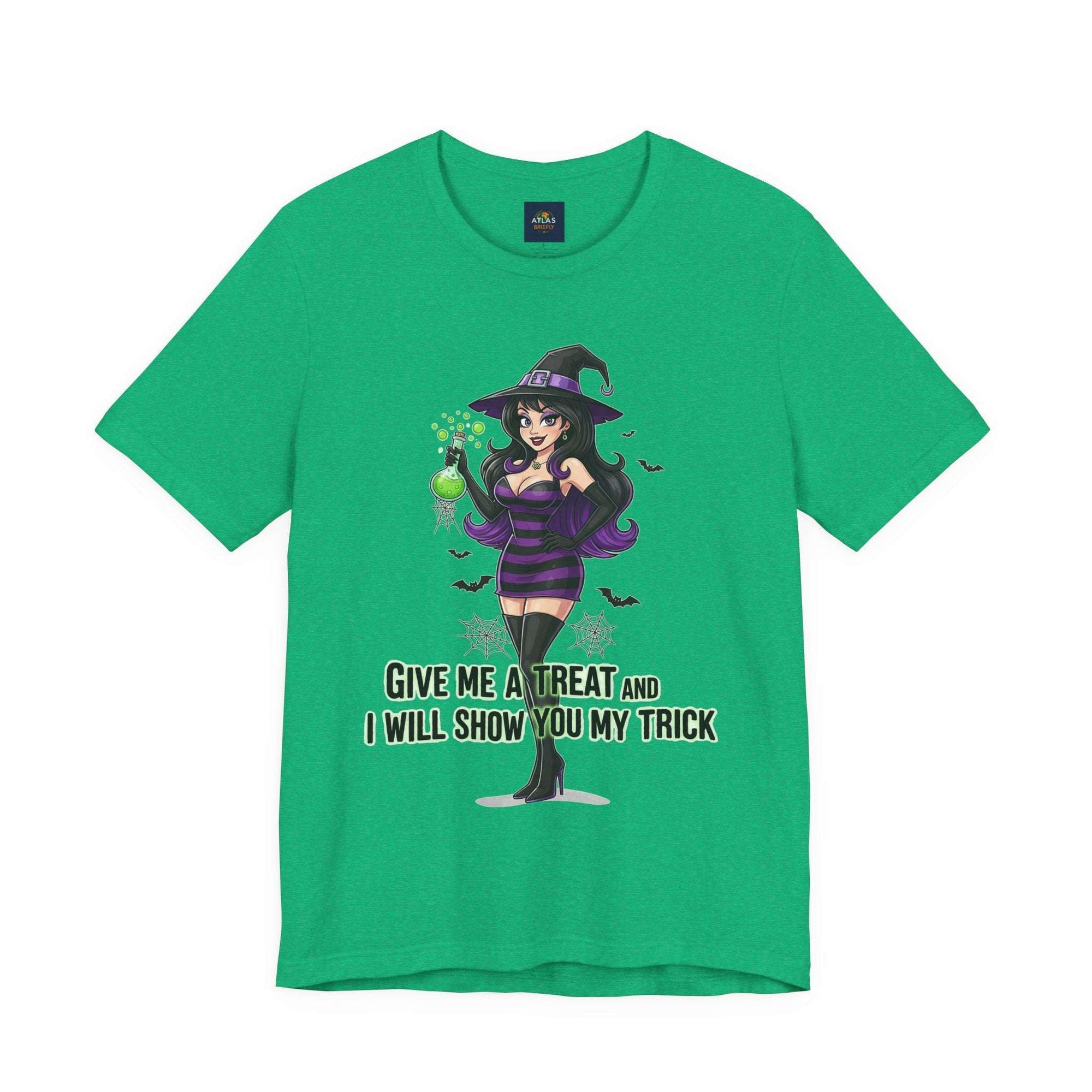 Sexy Witch Halloween T-Shirt - Flirty Witch Costume Tee | Trick or Treat Halloween Shirt - Atlas Briefly