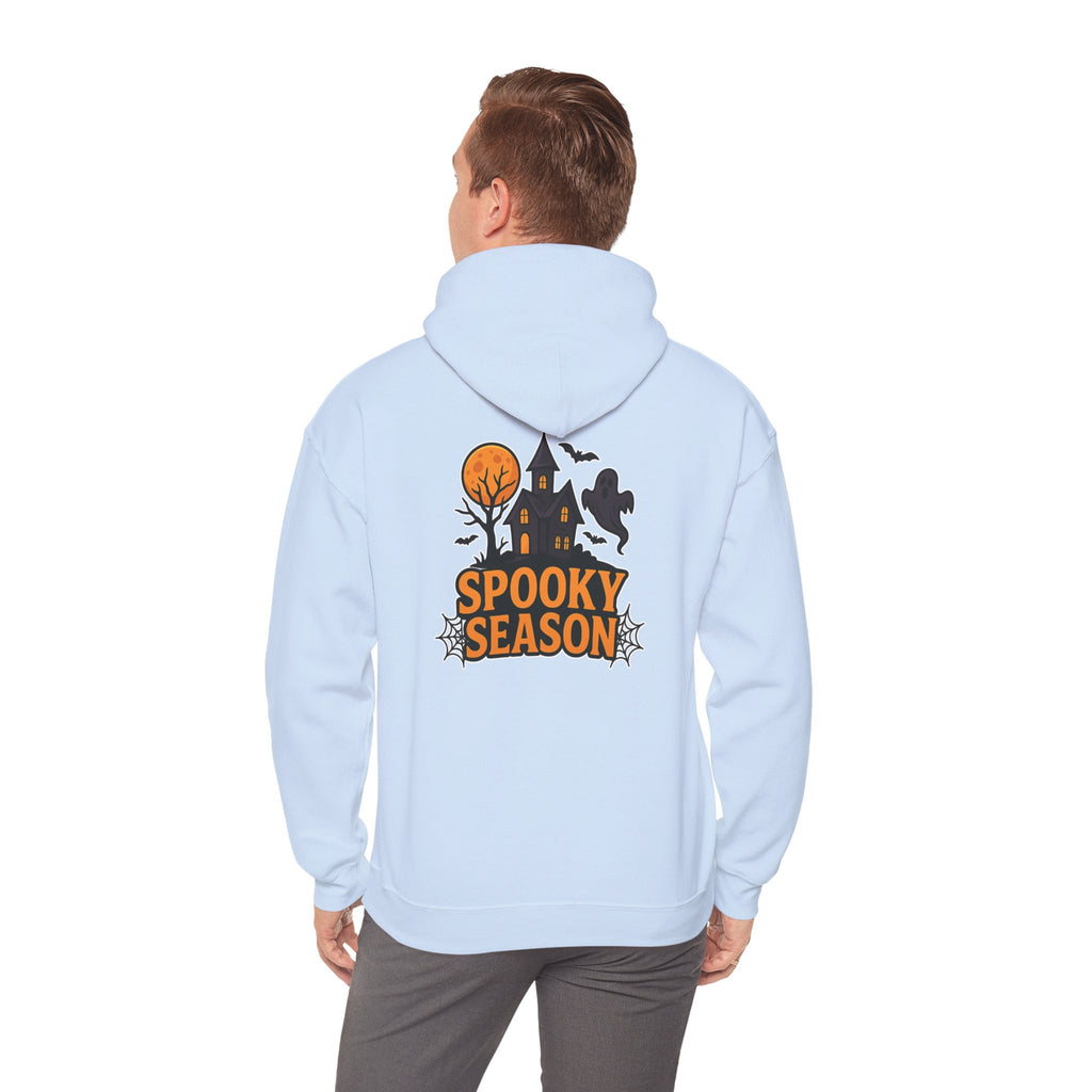 Spooky Season Halloween Hoodie - Haunted House Ghost Bat Design | Cozy Halloween Sweatshirt - Atlas Briefly