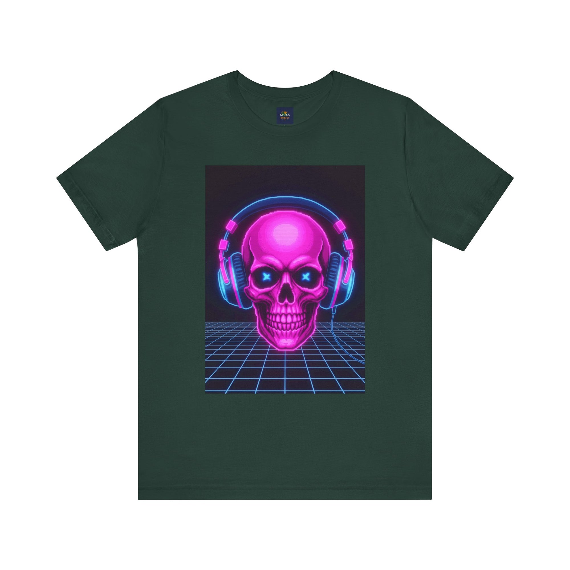 Neon Skull Synthwave Tee - Atlas Briefly