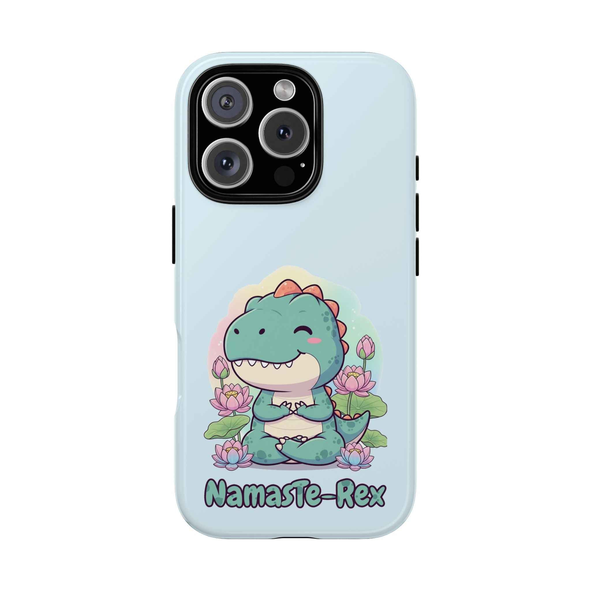 NamasTe-Rex Phone Case - Funny Yoga T-Rex Meditating Dinosaur Mobile Cover for Zen Lovers - Atlas Briefly