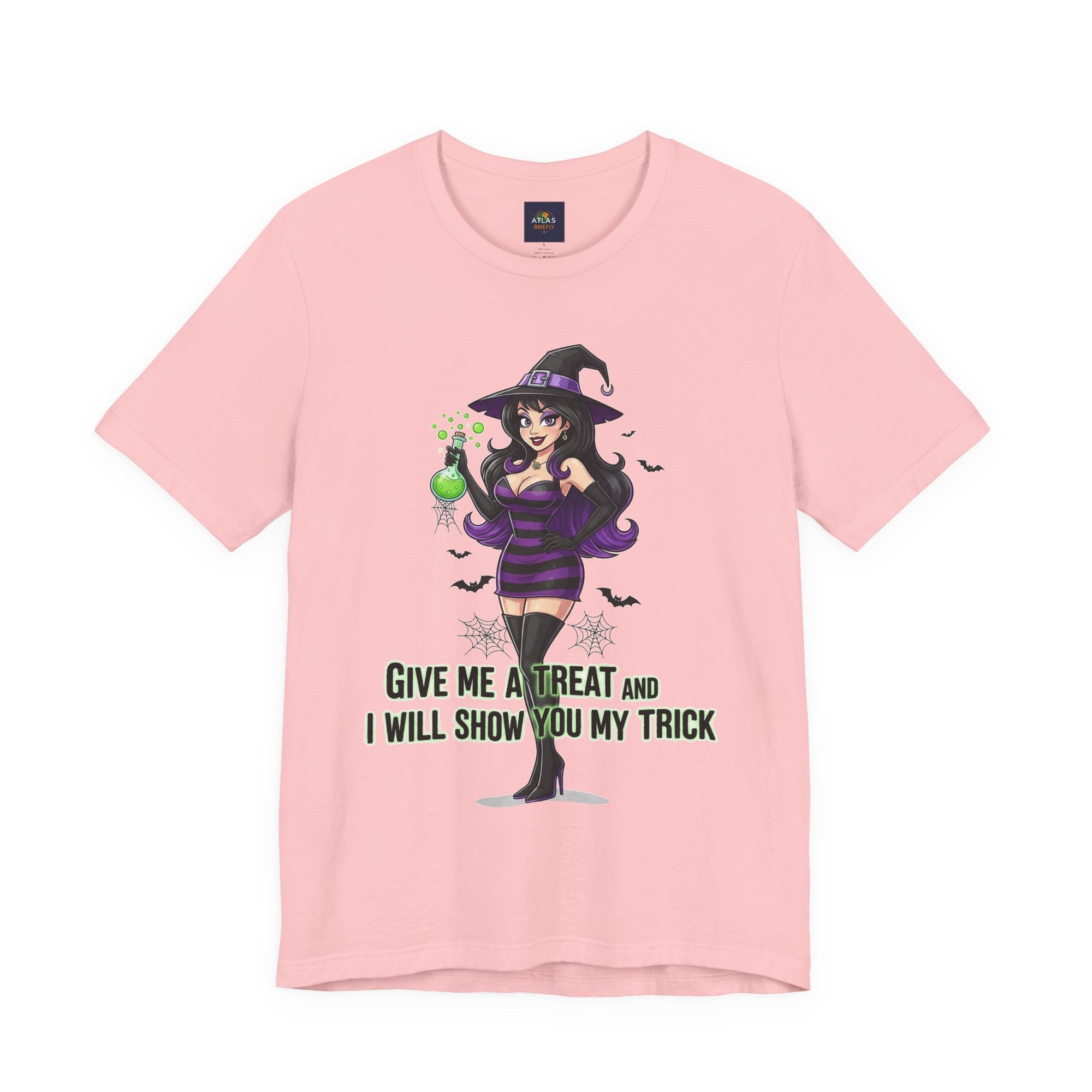 Sexy Witch Halloween T-Shirt - Flirty Witch Costume Tee | Trick or Treat Halloween Shirt - Atlas Briefly