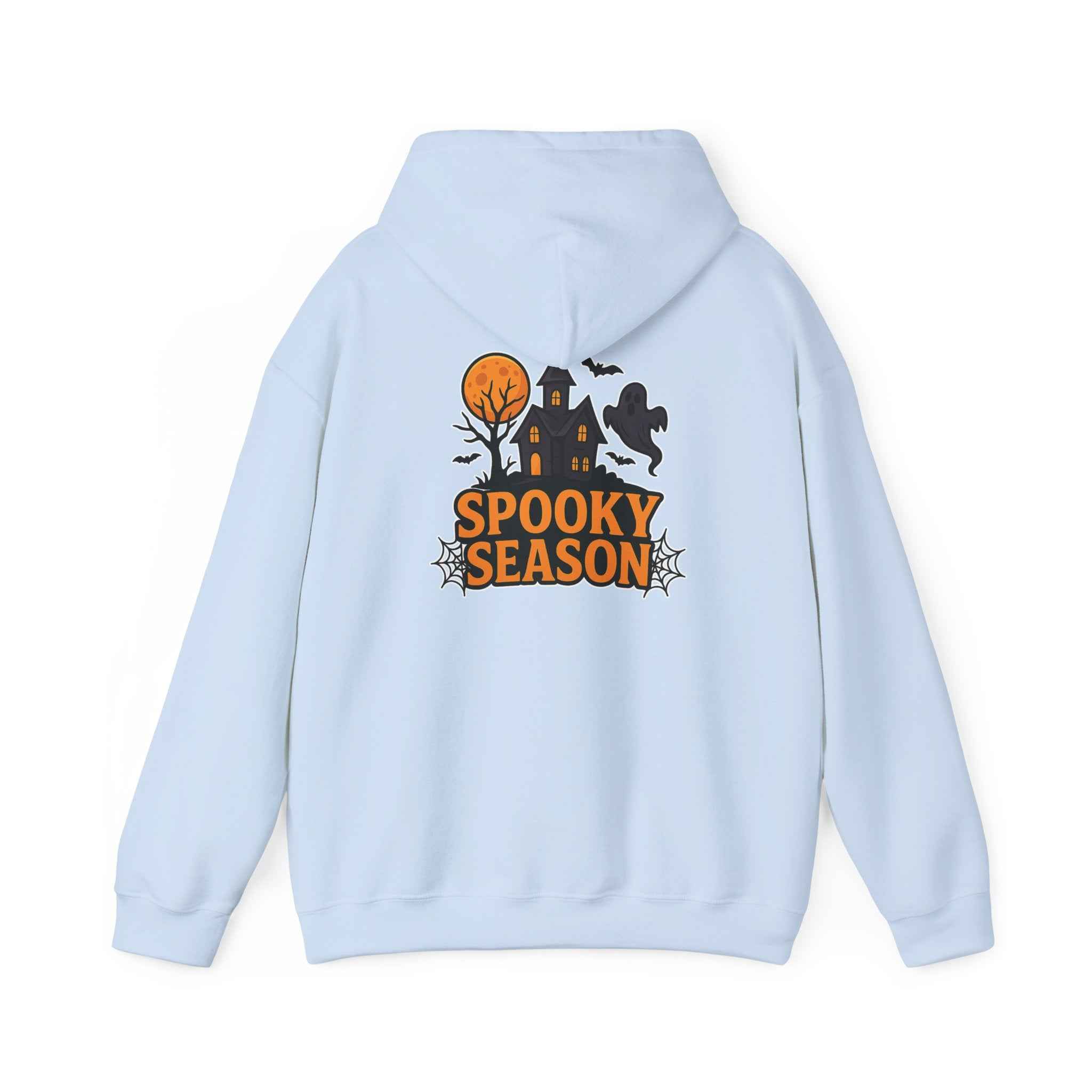 Spooky Season Halloween Hoodie - Haunted House Ghost Bat Design | Cozy Halloween Sweatshirt - Atlas Briefly