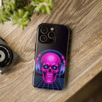 Neon Skull Synthwave Phone Case - Retro 80s Cyberpunk Mobile Cover | Vaporwave Tech Gift - Atlas Briefly