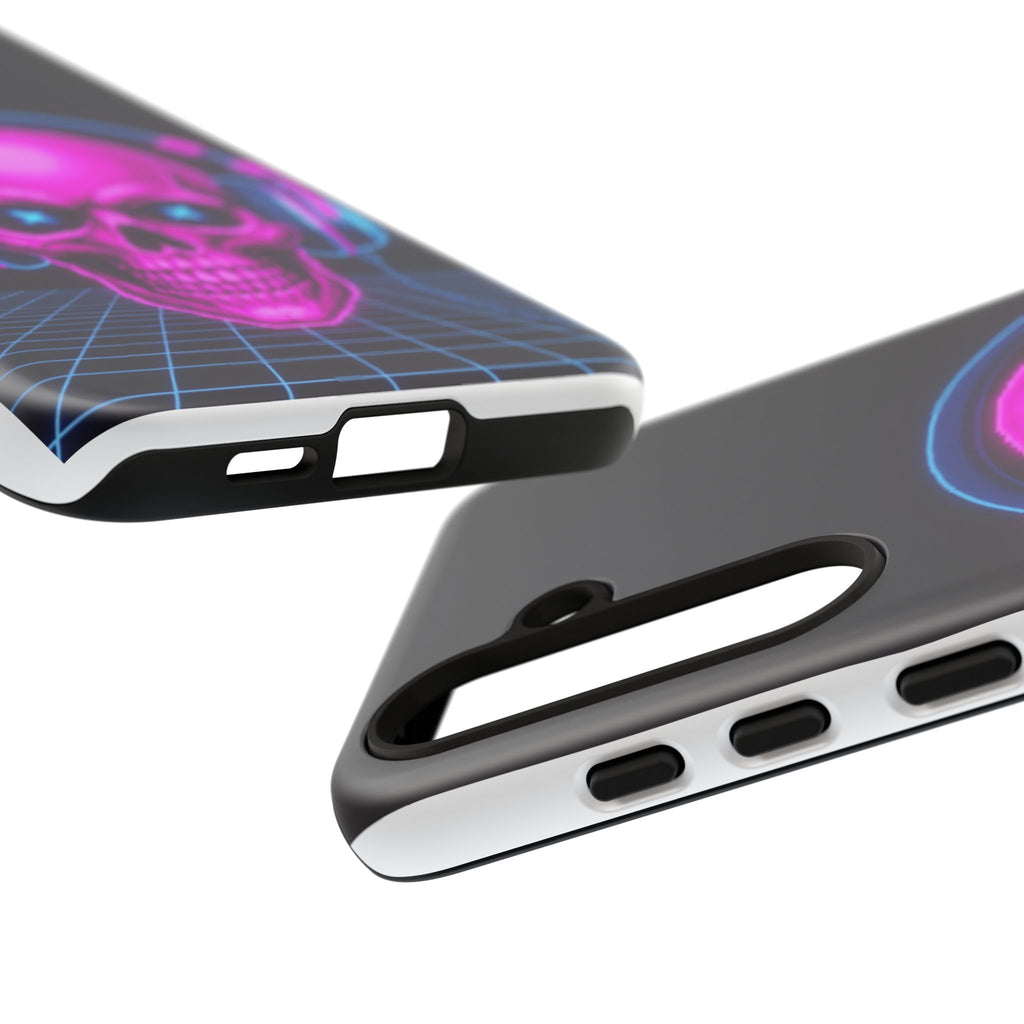 Neon Skull Synthwave Phone Case - Retro 80s Cyberpunk Mobile Cover | Vaporwave Tech Gift - Atlas Briefly