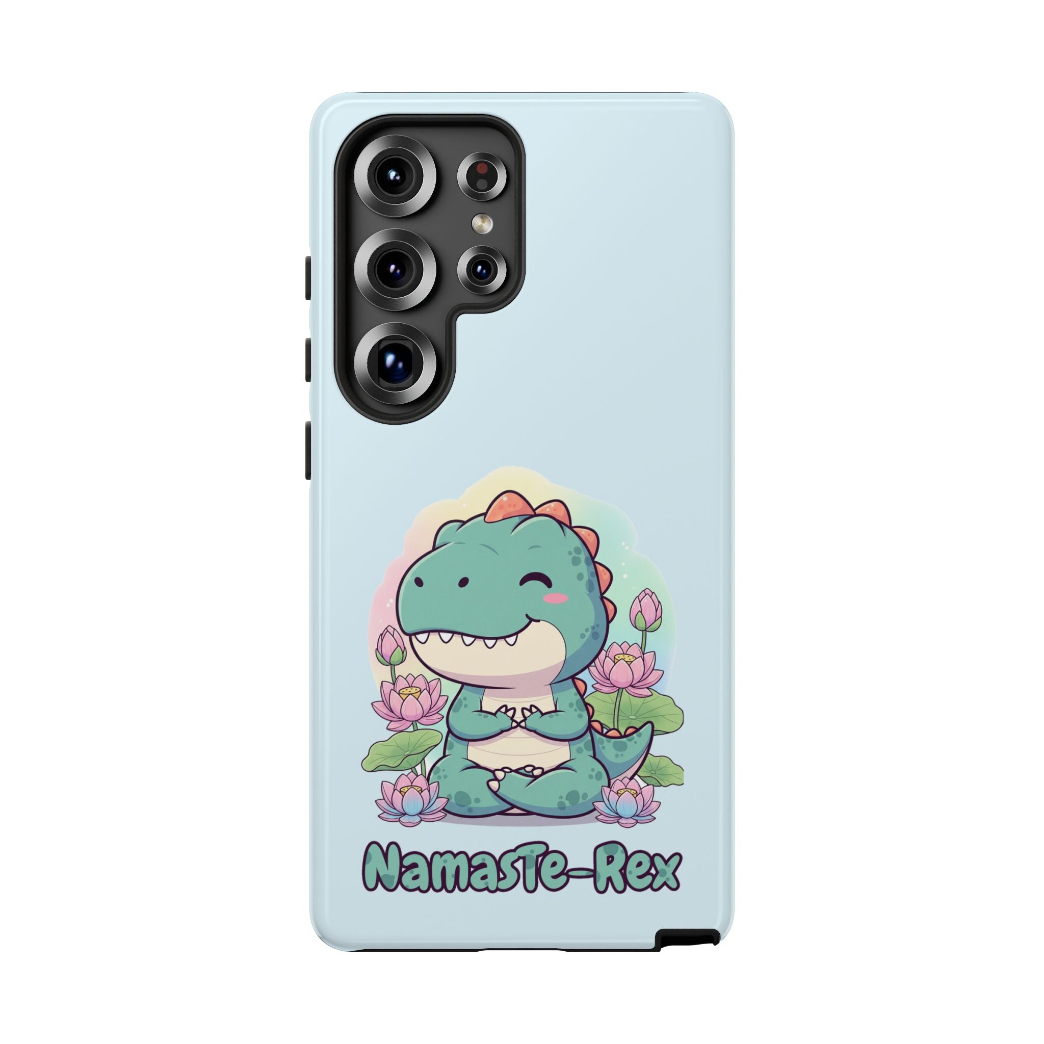 NamasTe-Rex Meditating Dinosaur Phone Case - Funny Yoga T-Rex Mobile Cover | Zen Tech Gift - Atlas Briefly