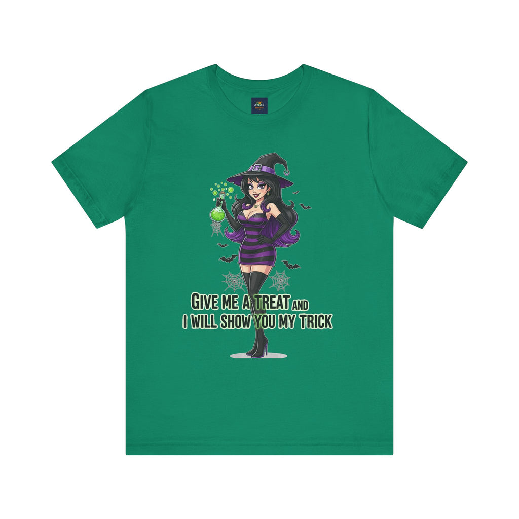 Sexy Witch Halloween T-Shirt - Flirty Witch Costume Tee | Trick or Treat Halloween Shirt - Atlas Briefly