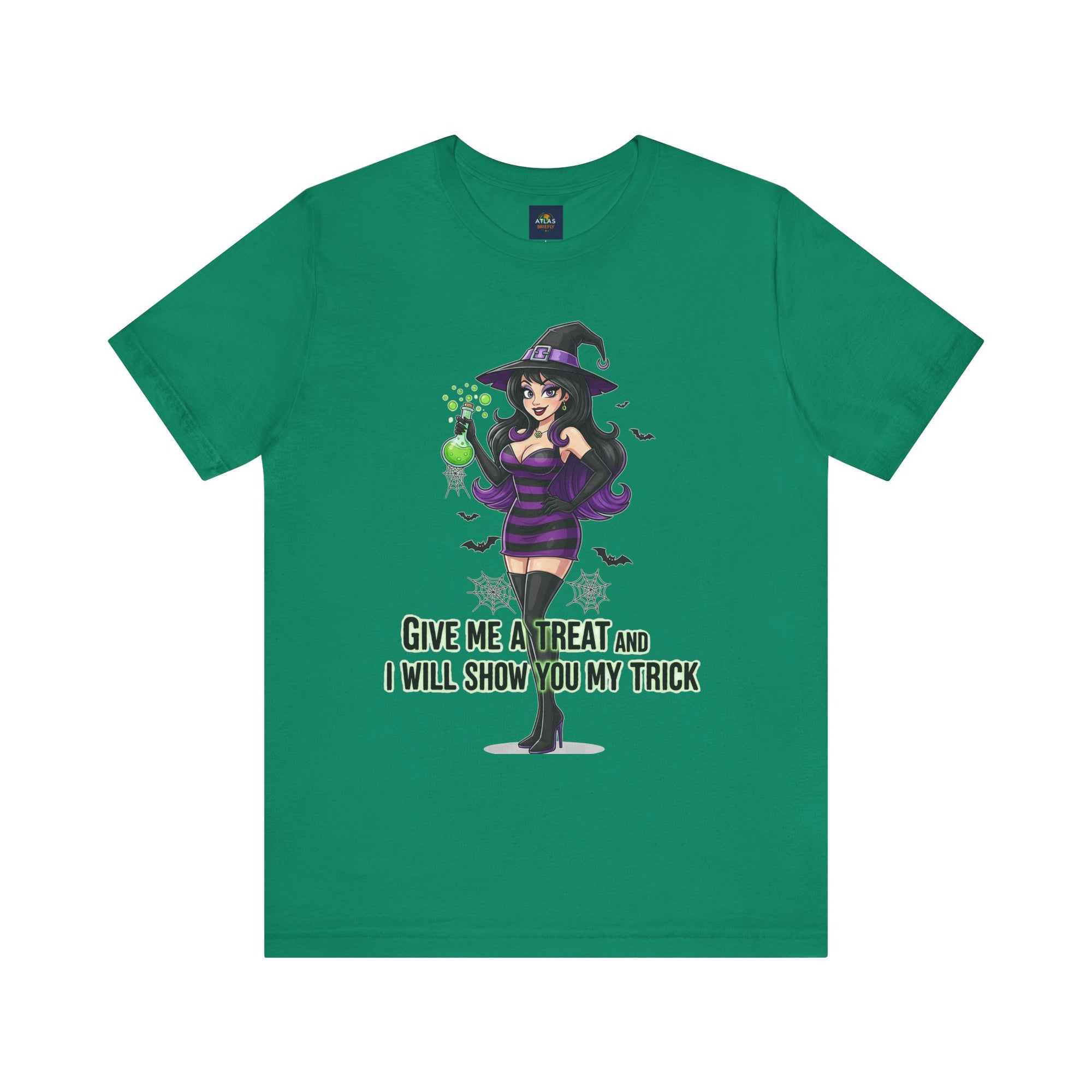 Sexy Witch Halloween T-Shirt - Flirty Witch Costume Tee | Trick or Treat Halloween Shirt - Atlas Briefly