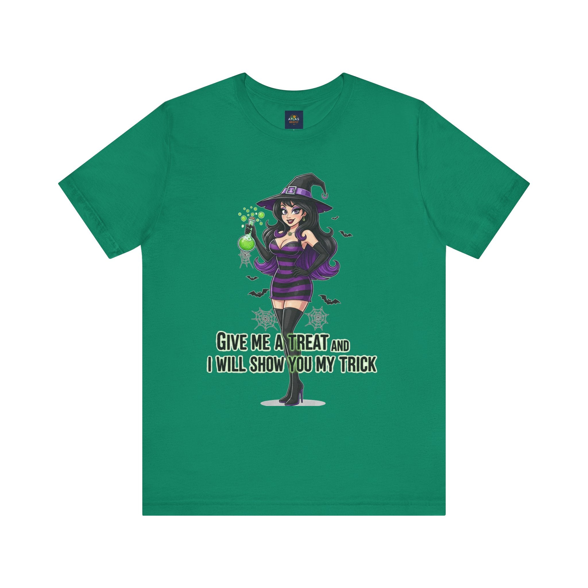 Sexy Witch Halloween T-Shirt - Flirty Witch Costume Tee | Trick or Treat Halloween Shirt - Atlas Briefly