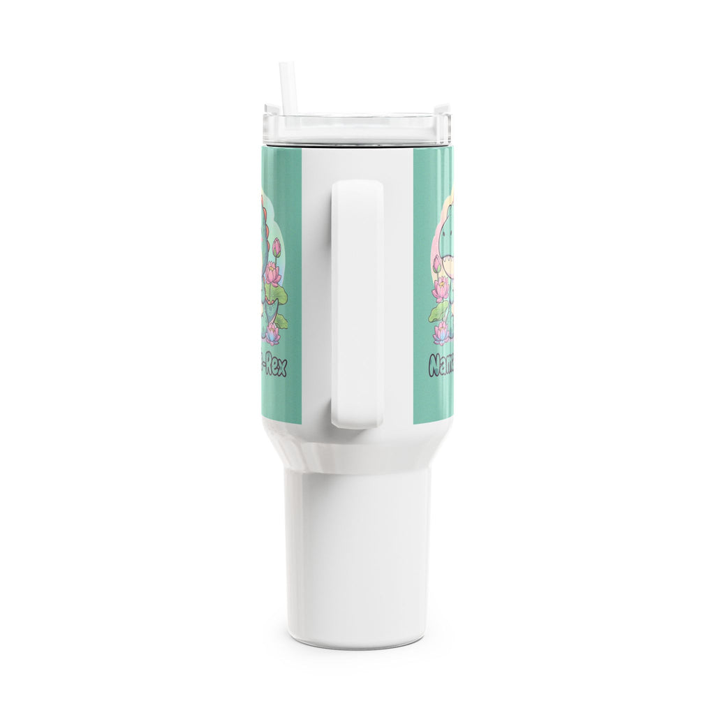 NamasTe-Rex Meditating Dinosaur 40oz Tumbler - Funny Yoga Water Bottle | Zen T-Rex Gift - Atlas Briefly
