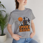 Spooky Season Halloween T-Shirt - Haunted House Ghost Bat Graphic Tee | Halloween Landscape Shirt - Atlas Briefly