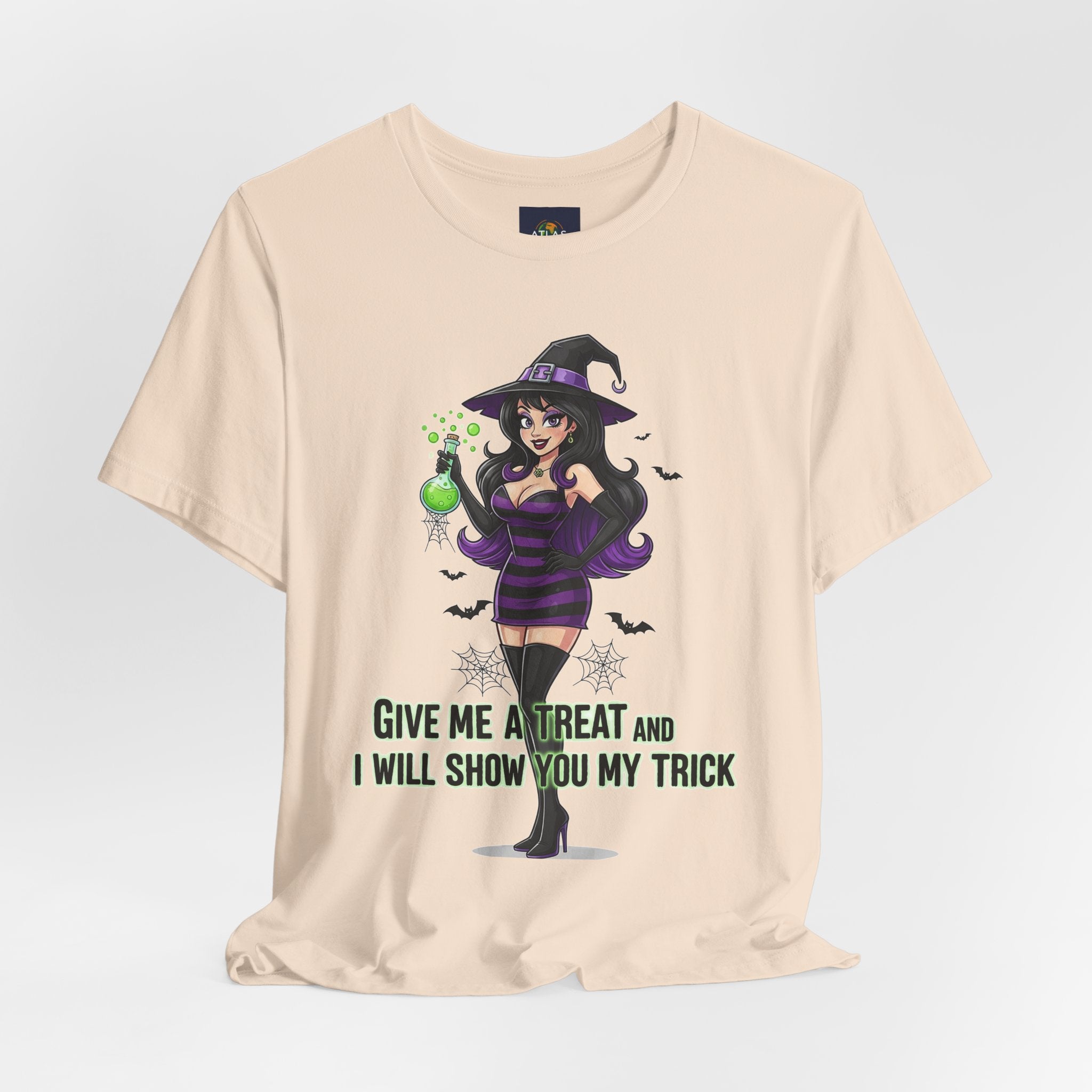 Sexy Witch Halloween T-Shirt - Flirty Witch Costume Tee | Trick or Treat Halloween Shirt - Atlas Briefly