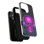 Neon Skull Synthwave Phone Case - Retro 80s Cyberpunk Mobile Cover | Vaporwave Tech Gift - Atlas Briefly