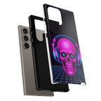 Neon Skull Synthwave Phone Case - Retro 80s Cyberpunk Mobile Cover | Vaporwave Tech Gift - Atlas Briefly