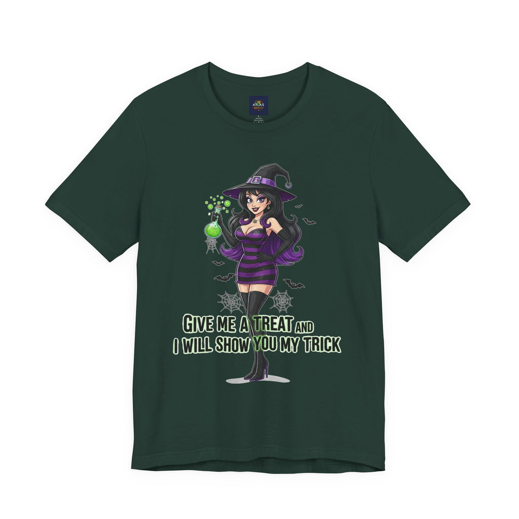 Sexy Witch Halloween T-Shirt - Flirty Witch Costume Tee | Trick or Treat Halloween Shirt - Atlas Briefly