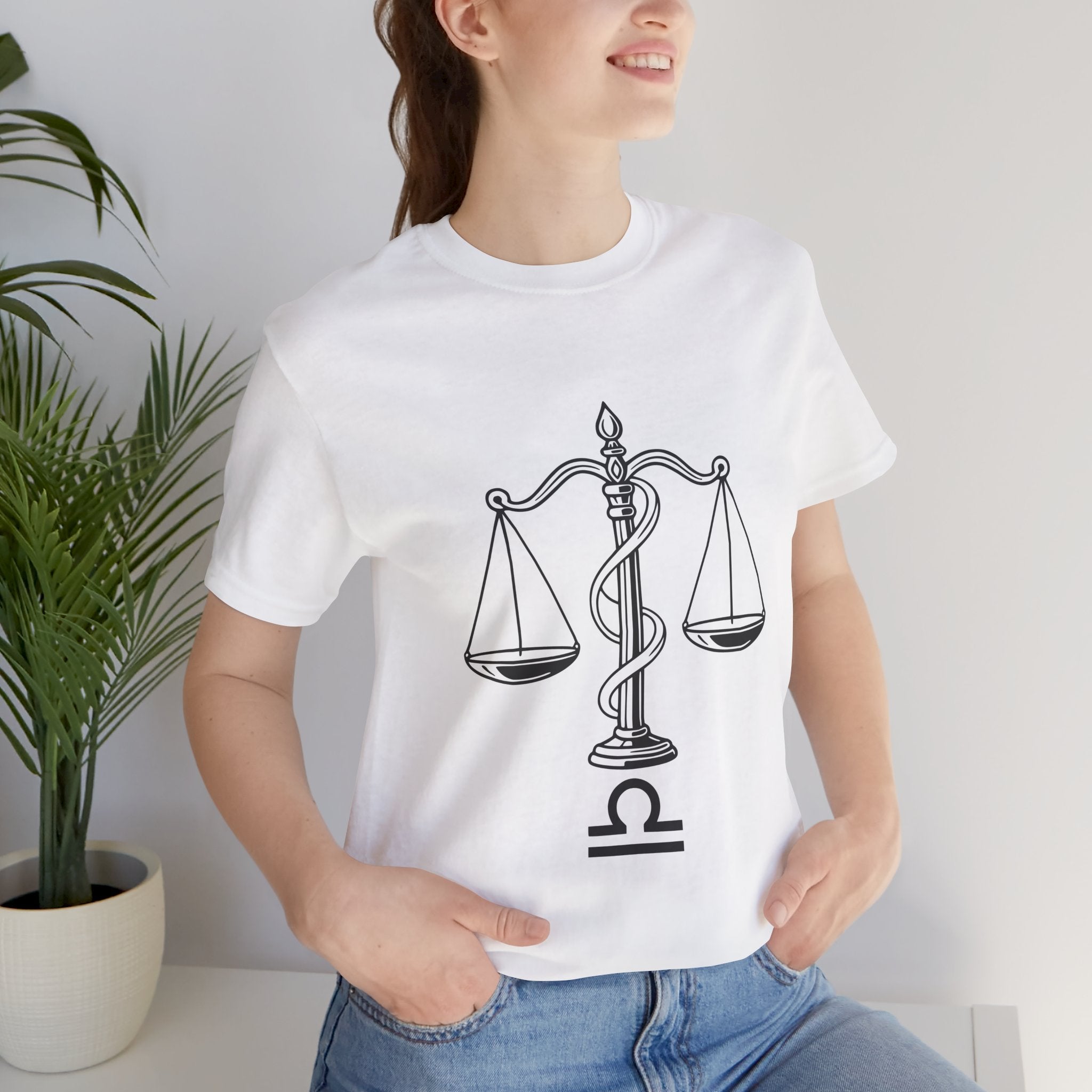 Libra Zodiac Tee - Stylish Unisex Minimalist Black and White Design