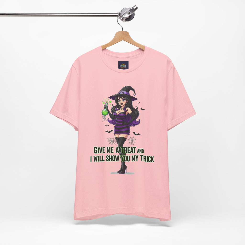 Sexy Witch Halloween T-Shirt - Flirty Witch Costume Tee | Trick or Treat Halloween Shirt - Atlas Briefly