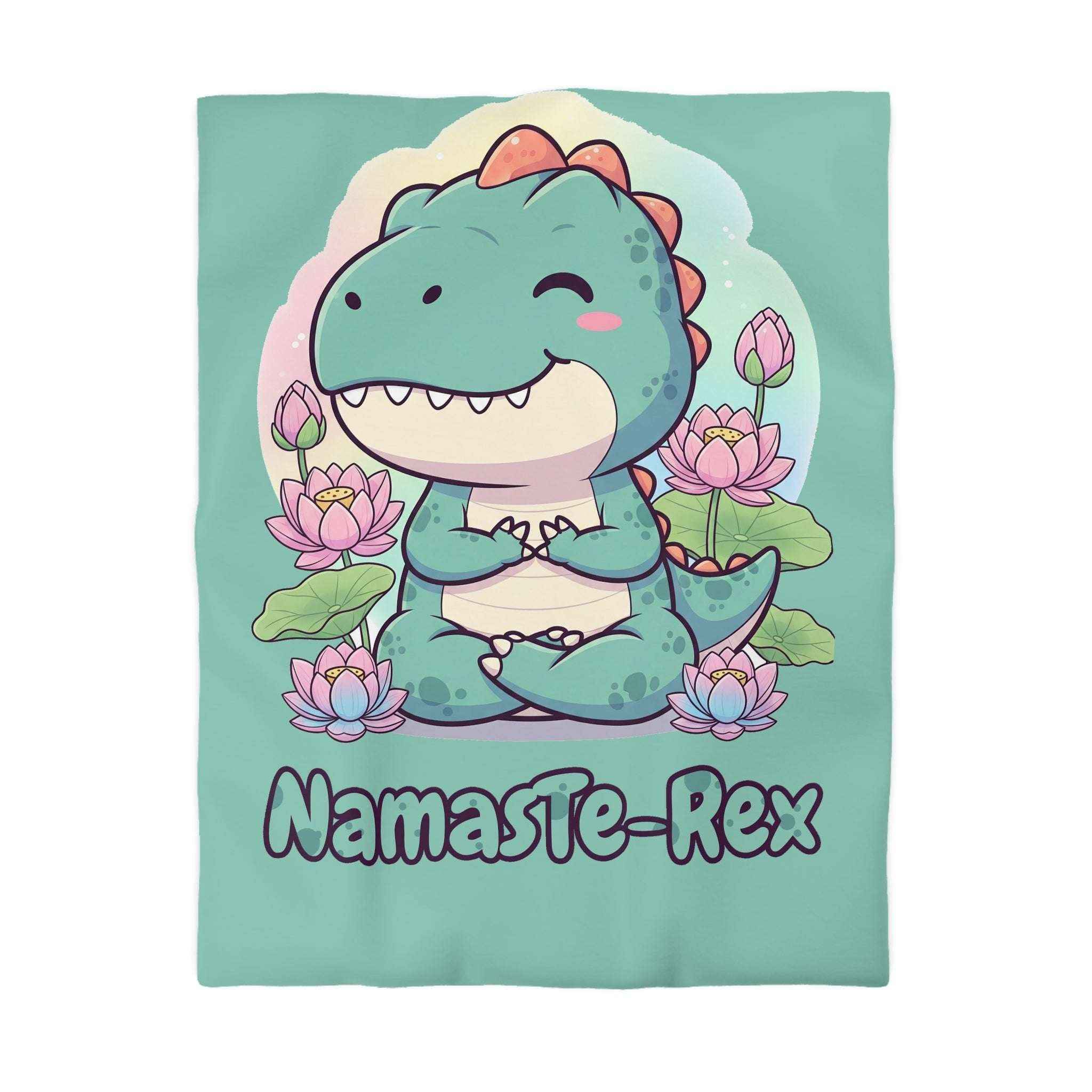 NamasTe-Rex Duvet Cover - Yoga Dinosaur Bedding for a Playful Bedroom - Atlas Briefly