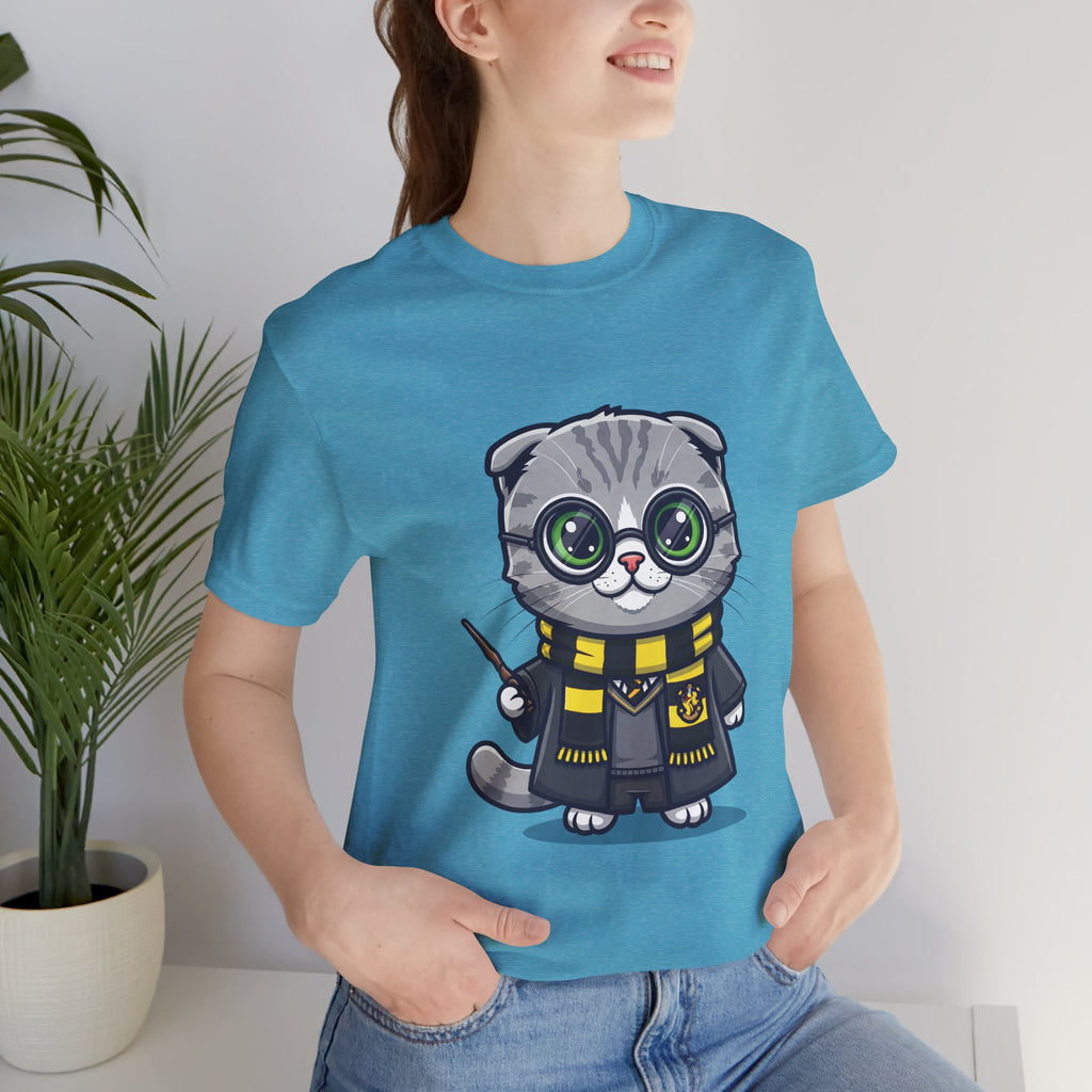 Hufflepurr Harry Potter T-Shirt - Funny Wizarding World Tee | Cute Potter Cat Gift - Atlas Briefly