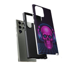 Neon Skull Synthwave Phone Case - Retro 80s Cyberpunk Mobile Cover | Vaporwave Tech Gift - Atlas Briefly