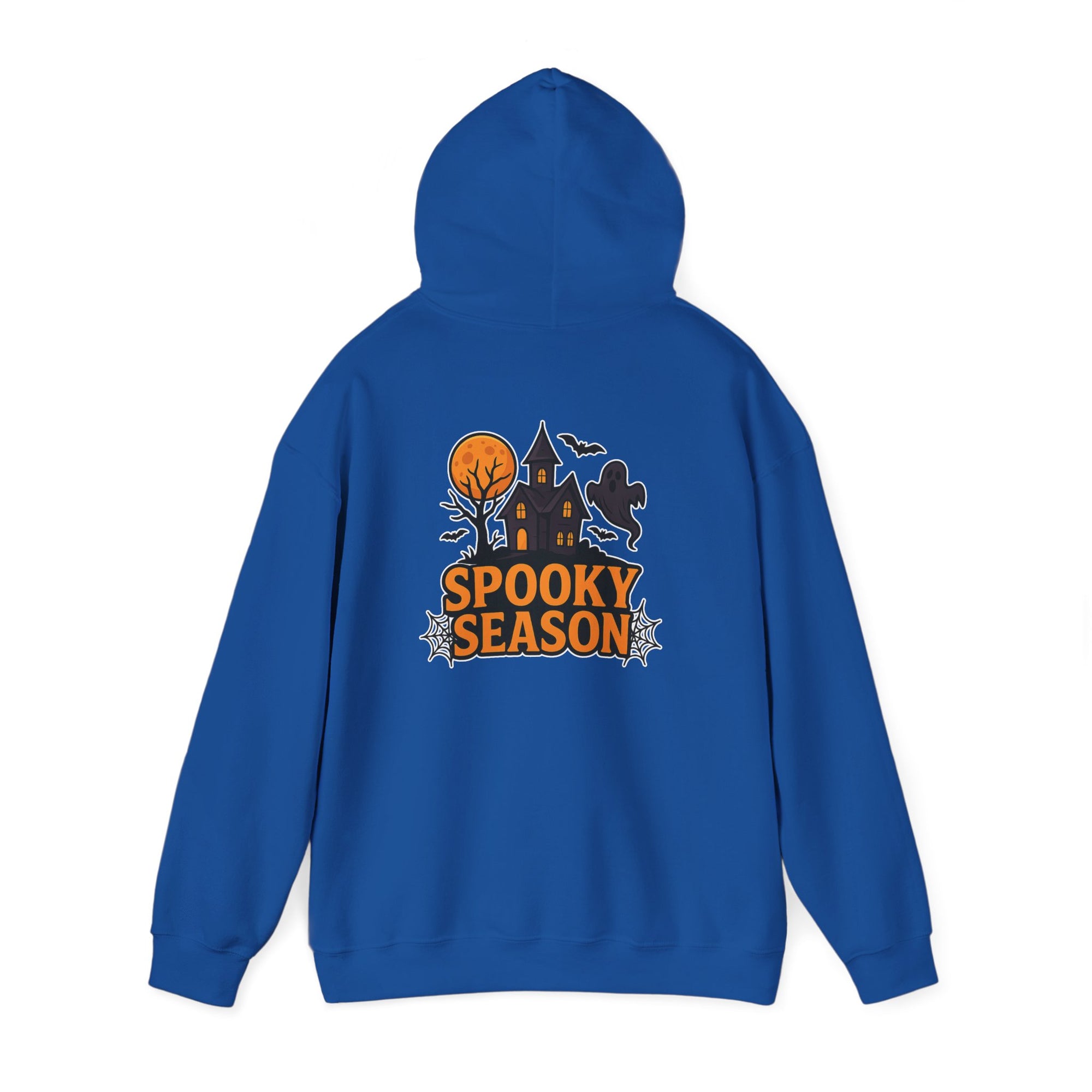 Spooky Season Halloween Hoodie - Haunted House Ghost Bat Design | Cozy Halloween Sweatshirt - Atlas Briefly