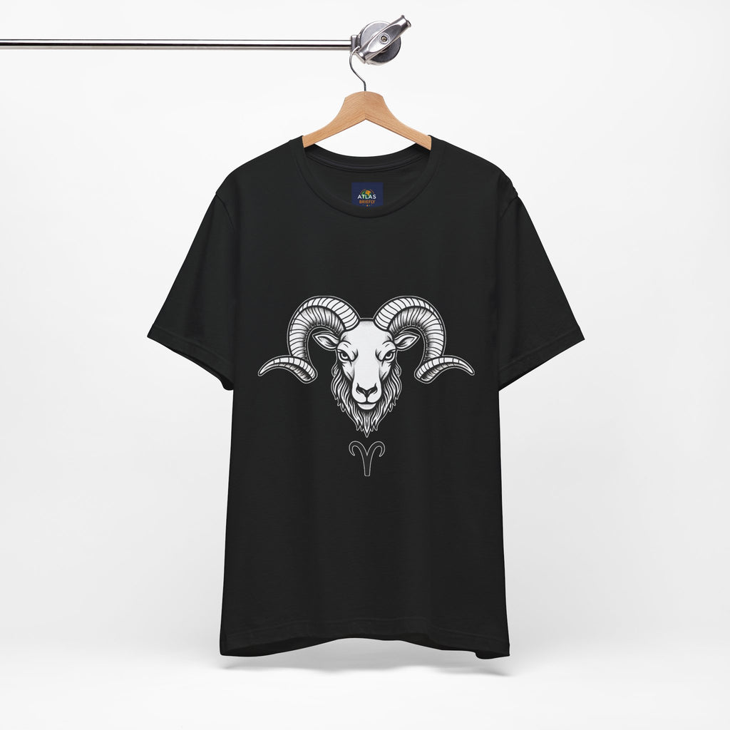 Aries Horoscope Tee - Unisex Black and White Minimal Design