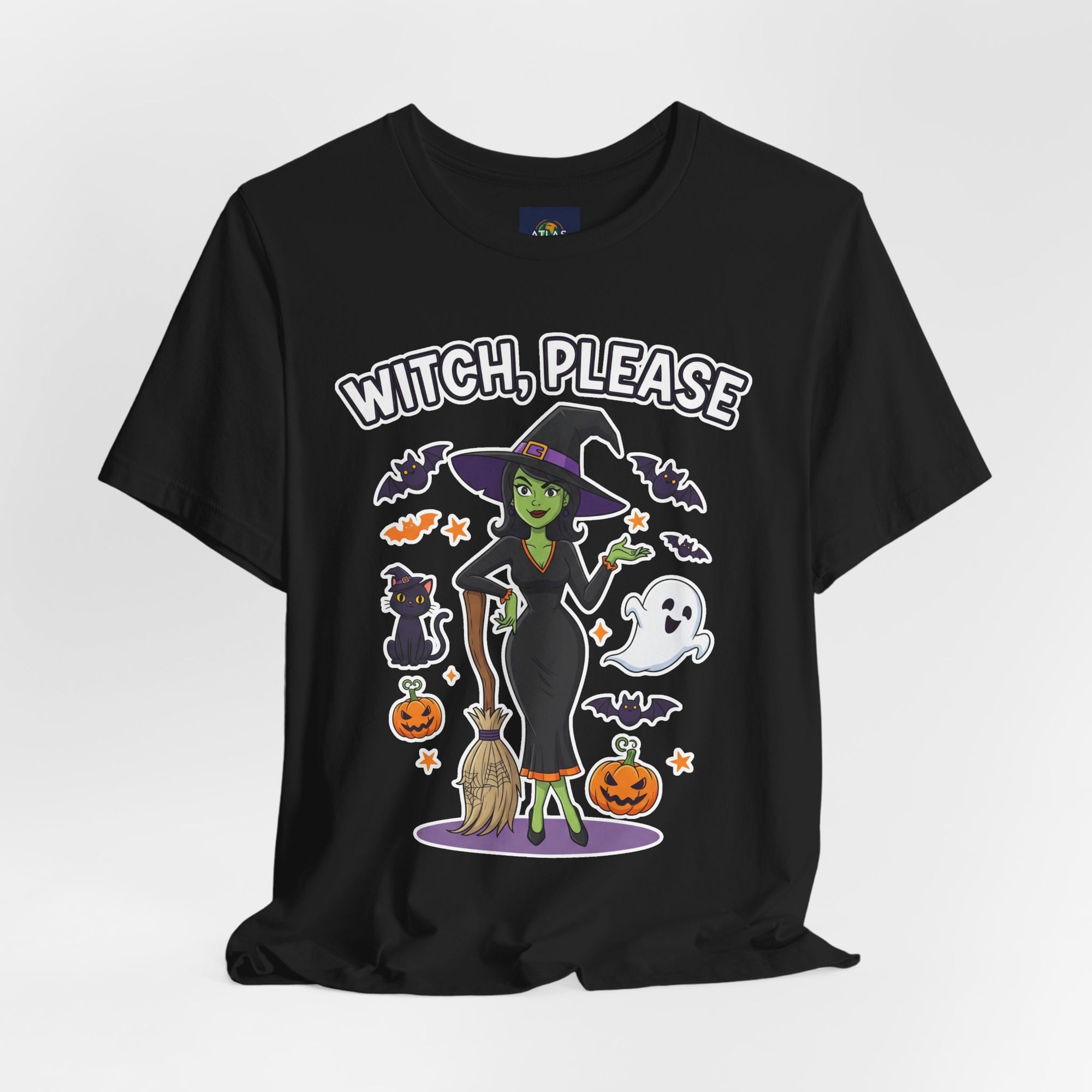 Witch Please Halloween T-Shirt - Sassy Witch Tee with Pumpkin Design | Funny Halloween Shirt - Atlas Briefly