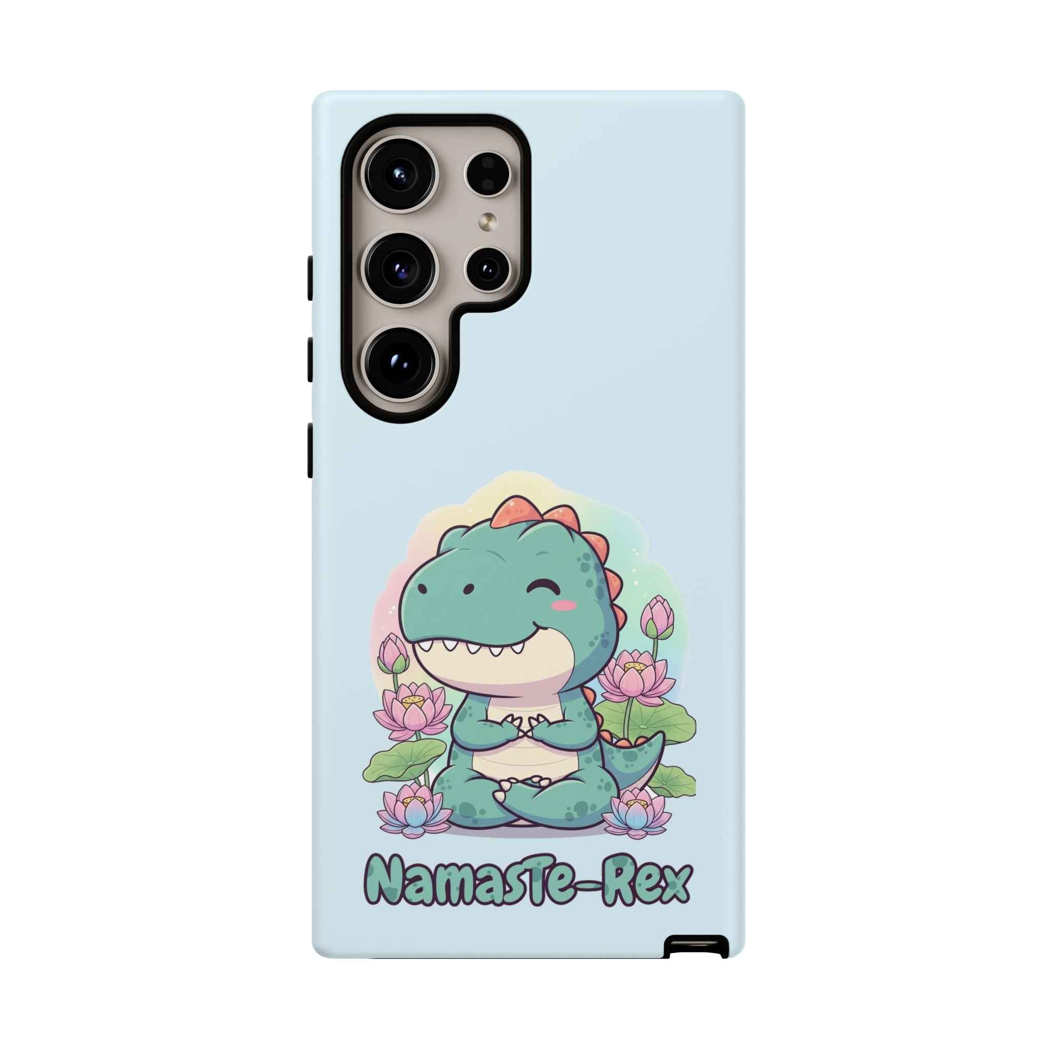 NamasTe-Rex Phone Case - Funny Yoga T-Rex Meditating Dinosaur Mobile Cover for Zen Lovers - Atlas Briefly
