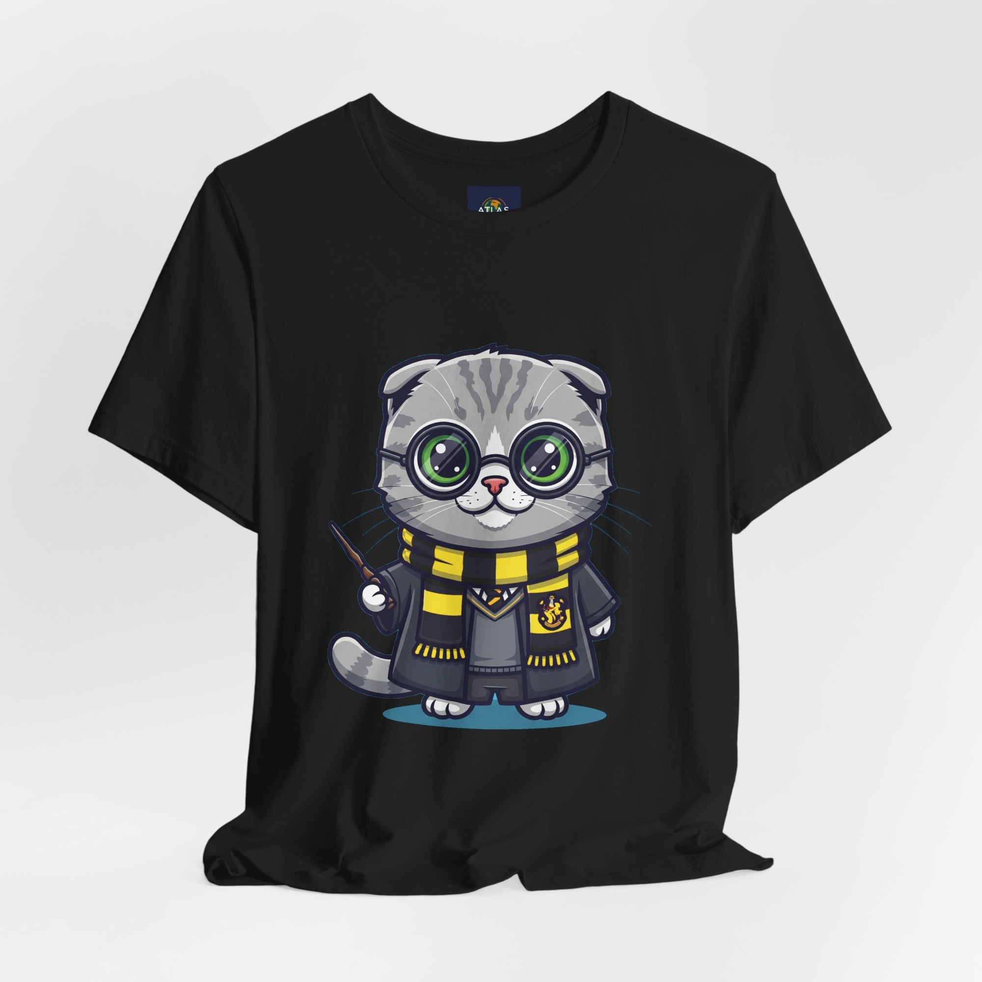 Hufflepurr Harry Potter T-Shirt - Funny Wizarding World Tee | Cute Potter Cat Gift - Atlas Briefly