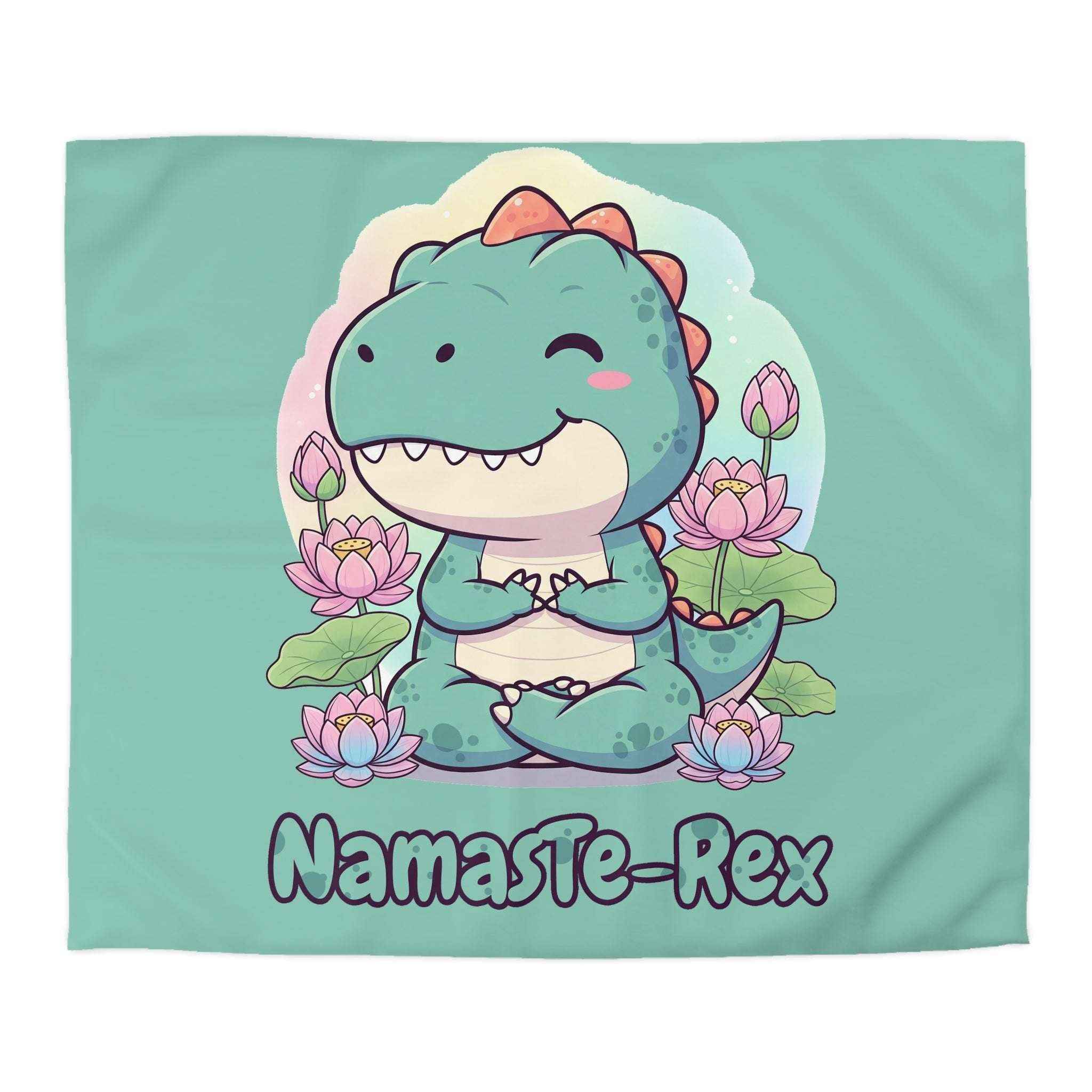 NamasTe-Rex Duvet Cover - Yoga Dinosaur Bedding for a Playful Bedroom - Atlas Briefly