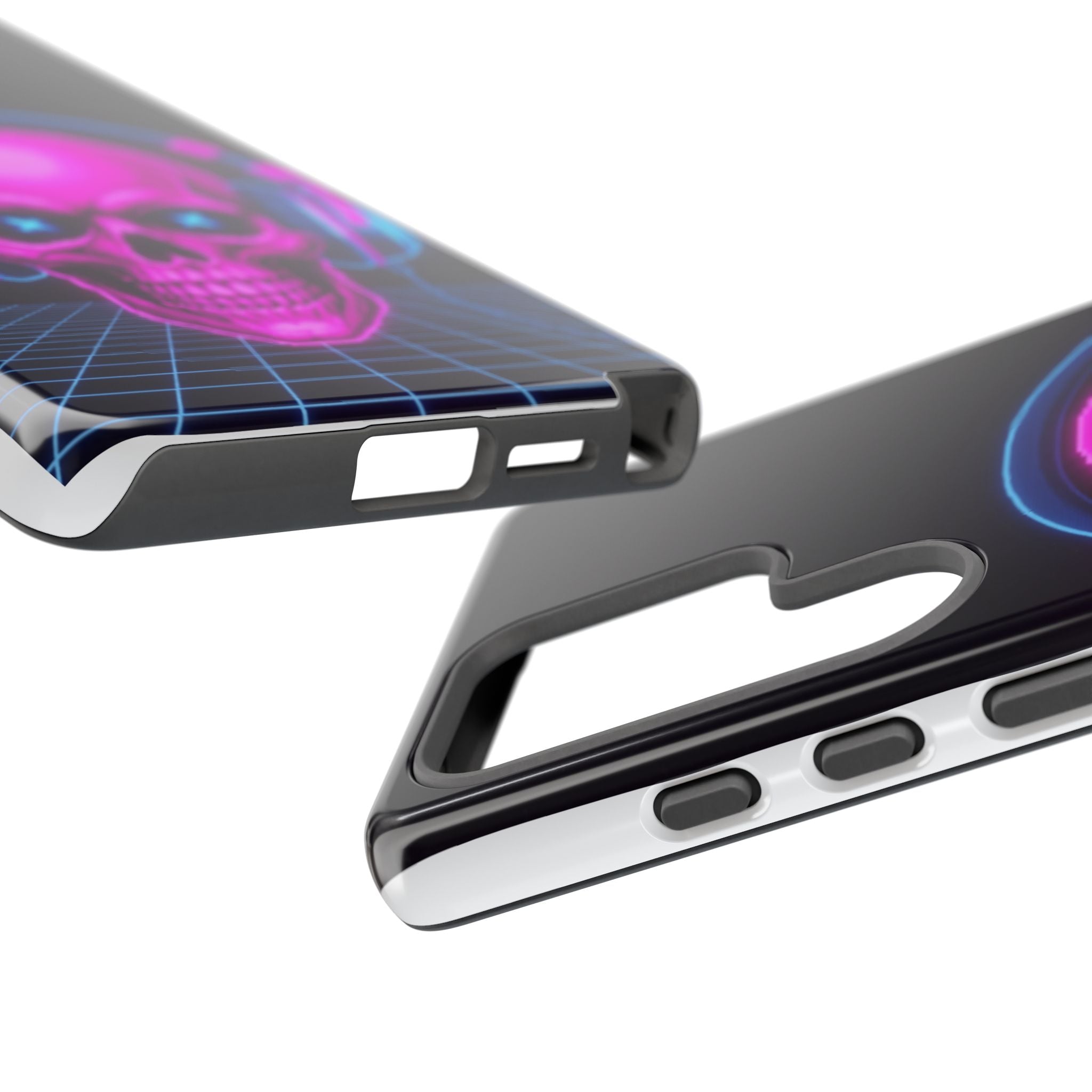 Neon Skull Synthwave Phone Case - Retro 80s Cyberpunk Mobile Cover | Vaporwave Tech Gift - Atlas Briefly