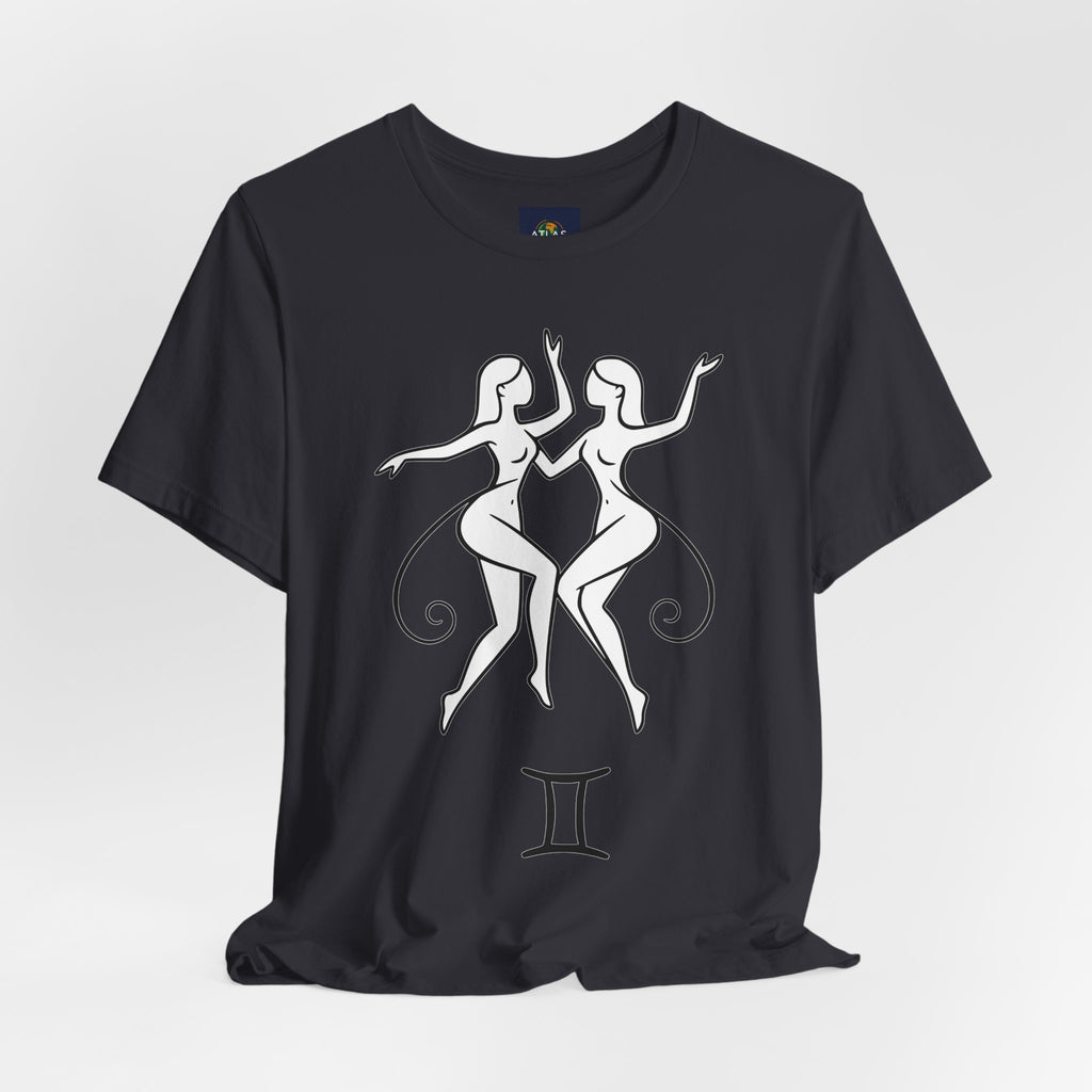 Gemini Zodiac Tee - Minimalistic Black and White Unisex Design
